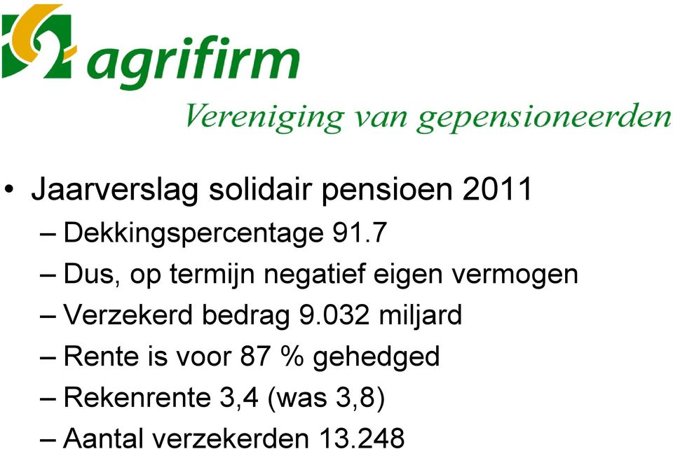 7 Dus, op termijn negatief eigen vermogen Verzekerd