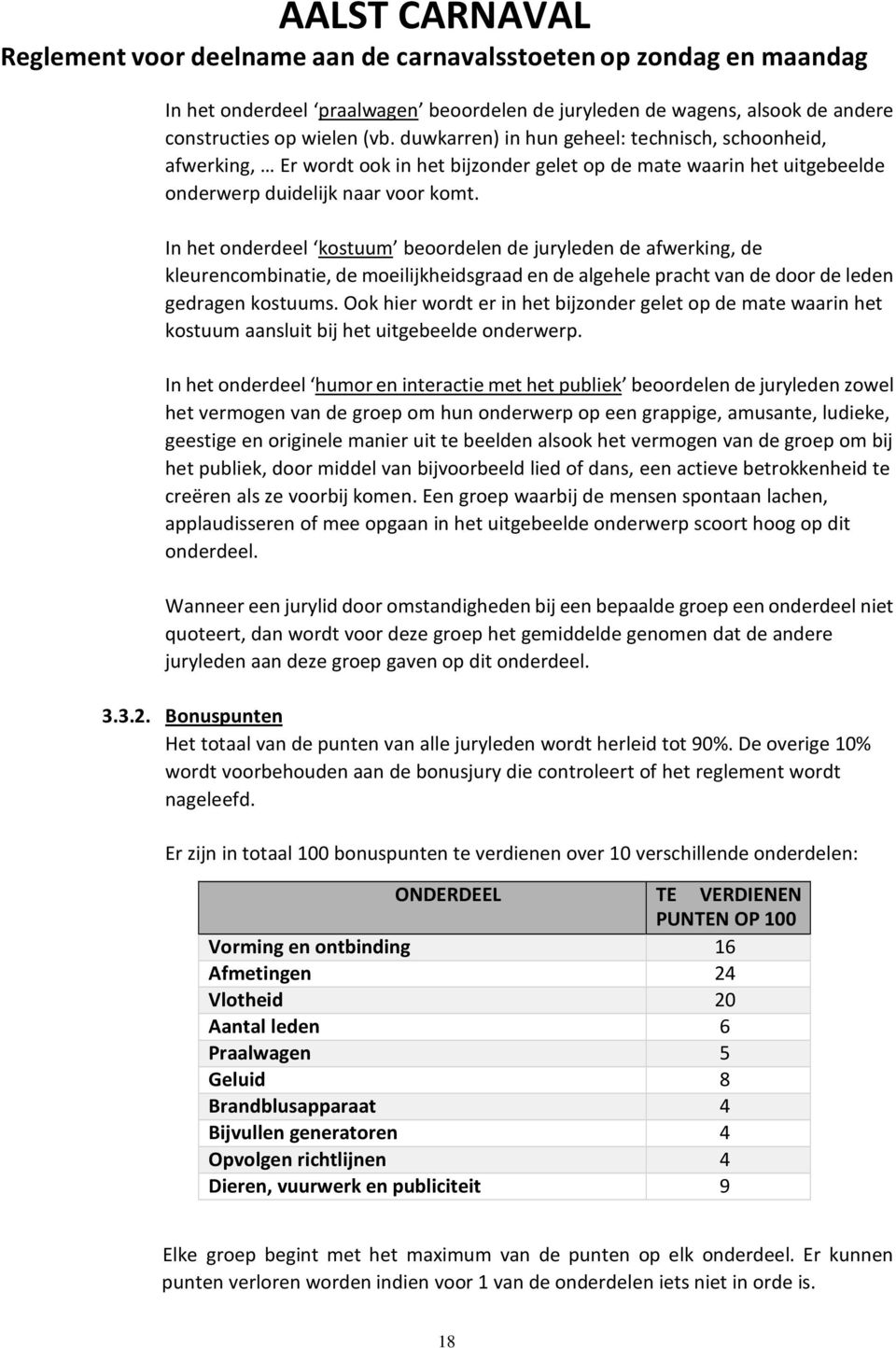 In het onderdeel kostuum beoordelen de juryleden de afwerking, de kleurencombinatie, de moeilijkheidsgraad en de algehele pracht van de door de leden gedragen kostuums.