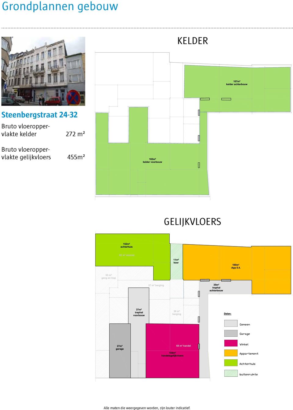 vloeroppervlakte gelijkvloers 455m² GELIJKVLOERS