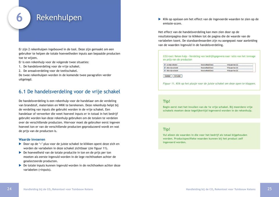 De handelsverdeling voor de vrije schakel. 2. De areaalverdeling voor de teeltschakel. De twee rekenhulpen worden in de komende twee paragrafen verder uitgelegd.