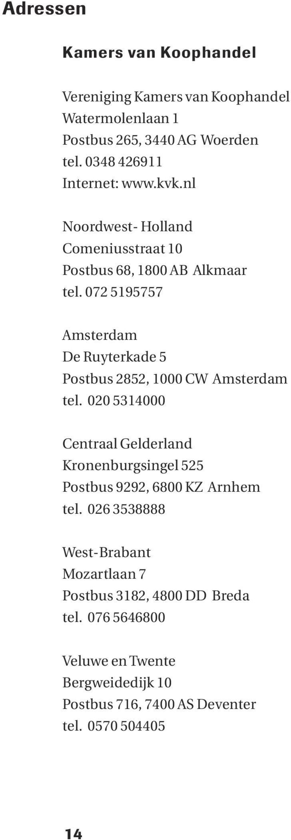 072 5195757 Amsterdam De Ruyterkade 5 Postbus 2852, 1000 CW Amsterdam tel.