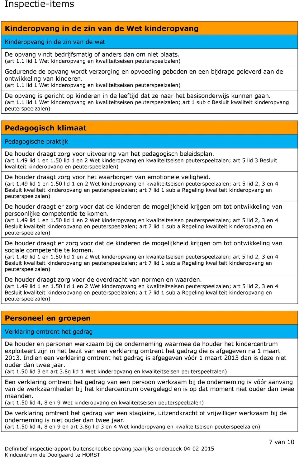 1 lid 1 Wet kinderopvang en kwaliteitseisen peuterspeelzalen) De opvang is gericht op kinderen in de leeftijd dat ze naar het basisonderwijs kunnen gaan. (art 1.