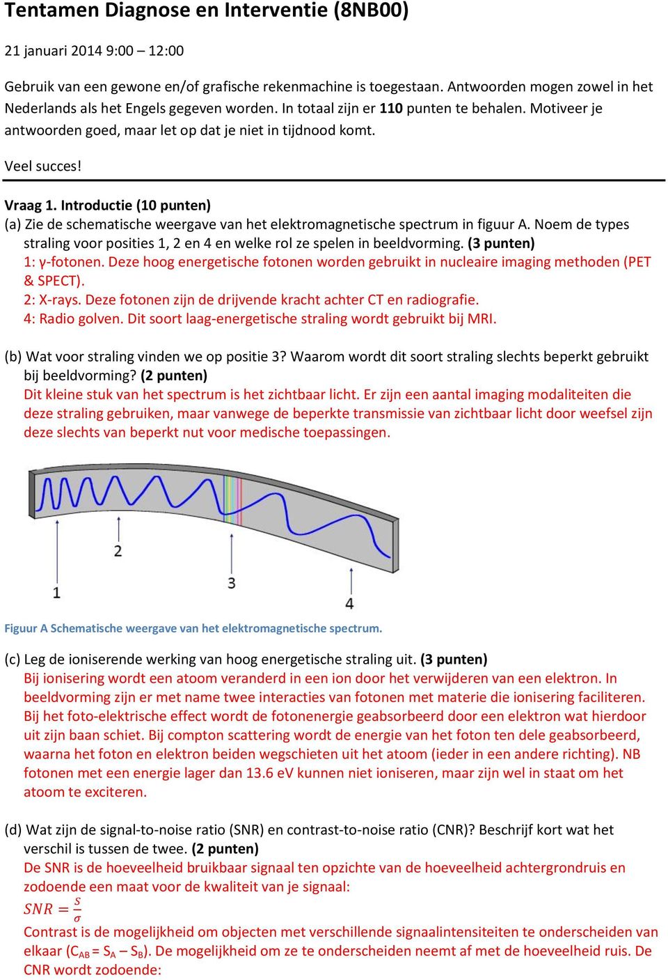 Vraag 1. Introductie (10 punten) (a) Zie de schematische weergave van het elektromagnetische spectrum in figuur A.