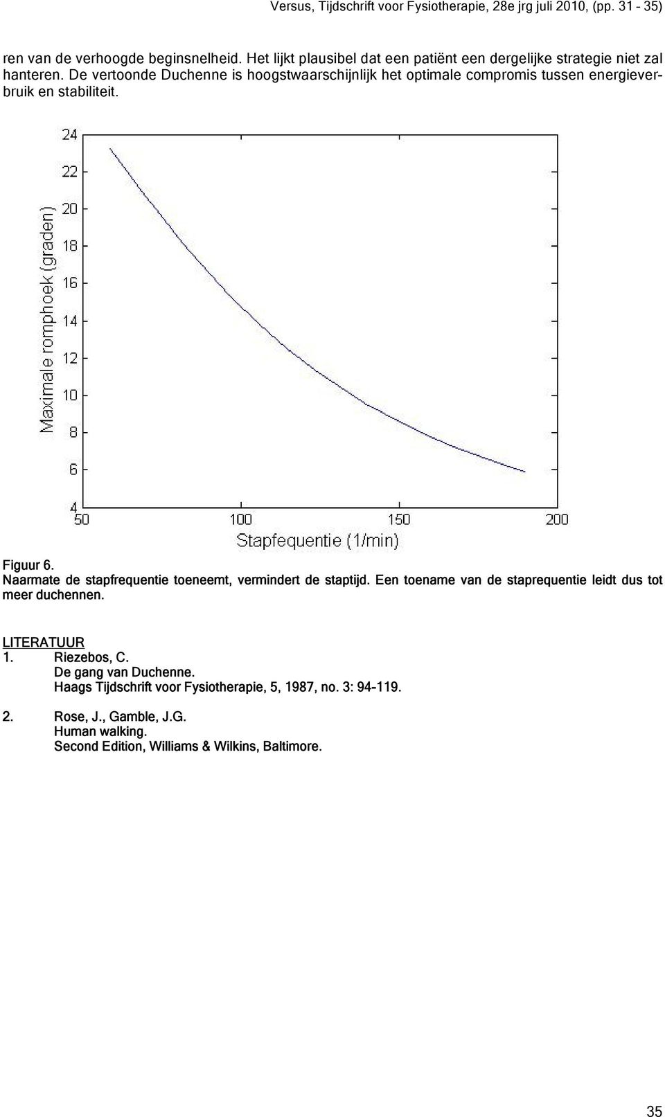 Naarmate de stapfrequentie toeneemt, vermindert de staptijd. Een toename van de staprequentie leidt dus tot meer duchennen. LITERATUUR 1.