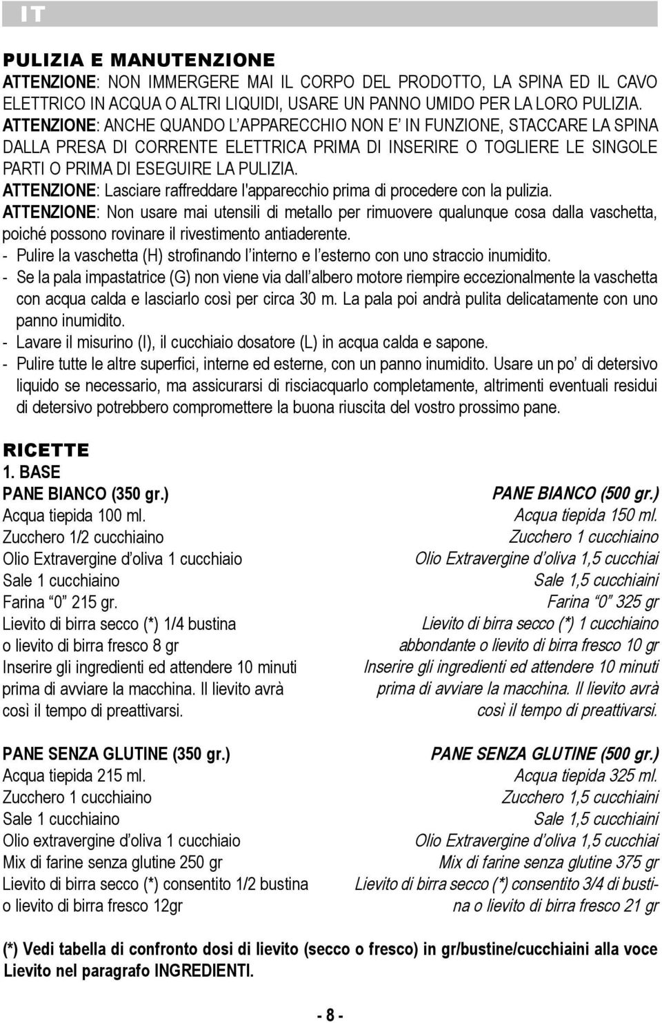 raffreddare l'apparecchio prima di procedere con la pulizia ATTENZIONE: Non usare mai utensili di metallo per rimuovere qualunque cosa dalla vaschetta, poich possono rovinare il rivestimento