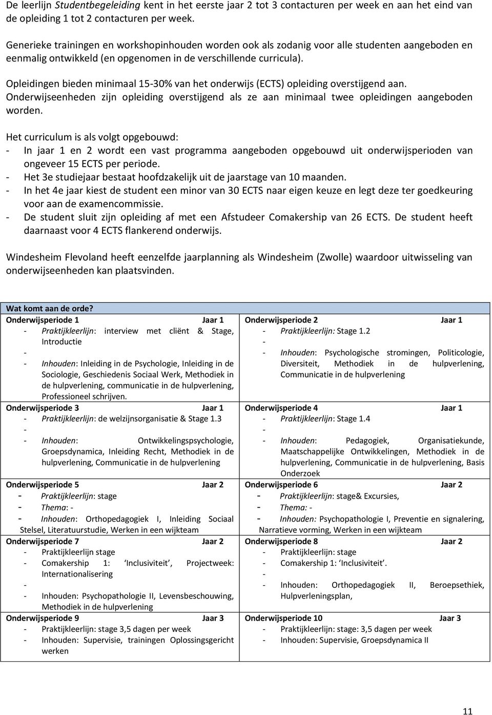 Opleidingen bieden minimaal 15-30% van het onderwijs (ECTS) opleiding overstijgend aan. Onderwijseenheden zijn opleiding overstijgend als ze aan minimaal twee opleidingen aangeboden worden.