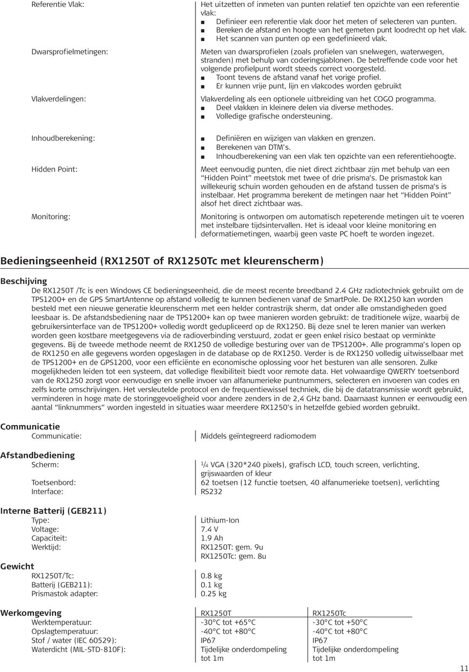 Meten van dwarsprofielen (zoals profielen van snelwegen, waterwegen, stranden) met behulp van coderingsjablonen. De betreffende code voor het volgende profielpunt wordt steeds correct voorgesteld.