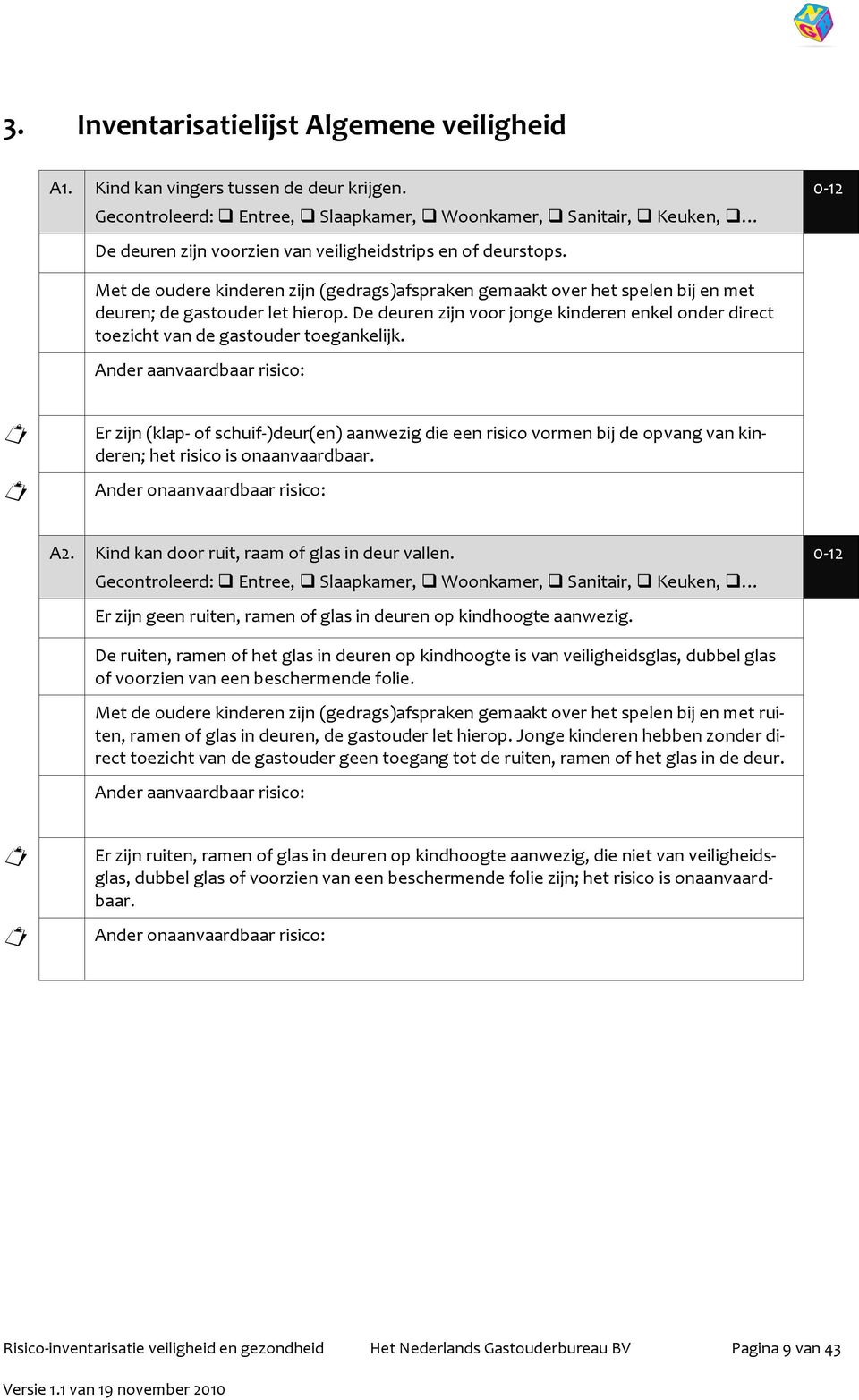 Met de oudere kinderen zijn (gedrags)afspraken gemaakt over het spelen bij en met deuren; de gastouder let hierop.