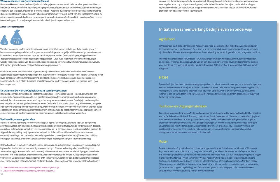 De ambitie is om in 2016/2017 jaarlijks duizend topsectorbeurzen aan getalenteerde studenten uit te reiken. In 2015 zijn er 13 beurzenprogramma s verspreid over 6 van de 9 topsectoren.