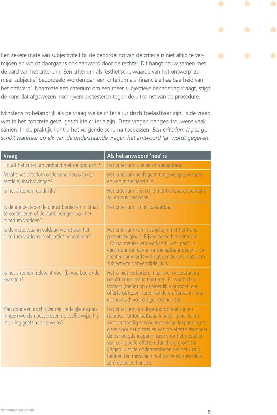 Naarmate een criterium om een meer subjectieve benadering vraagt, stijgt de kans dat afgewezen inschrijvers protesteren tegen de uitkomst van de procedure.