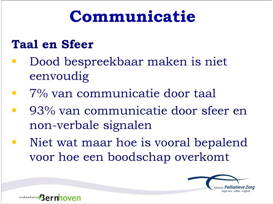 van communicatie door sfeer en non-verbale signalen Niet