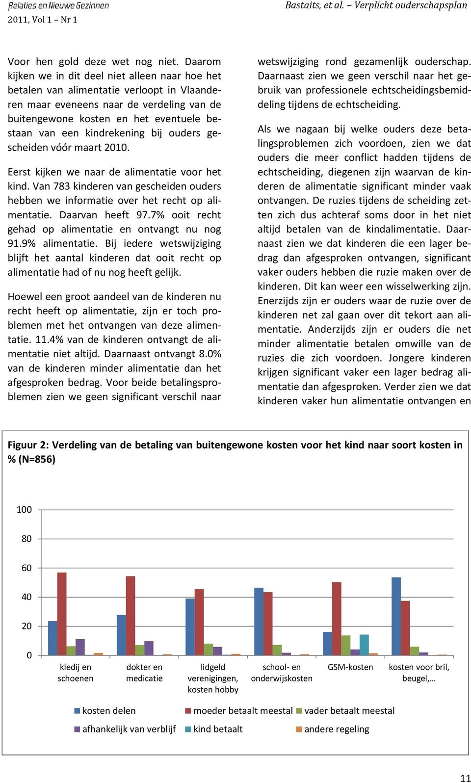 kindrekening bij ouders gescheiden vóór maart 2010. Eerst kijken we naar de alimentatie voor het kind. Van 783 kinderen van gescheiden ouders hebben we informatie over het recht op alimentatie.