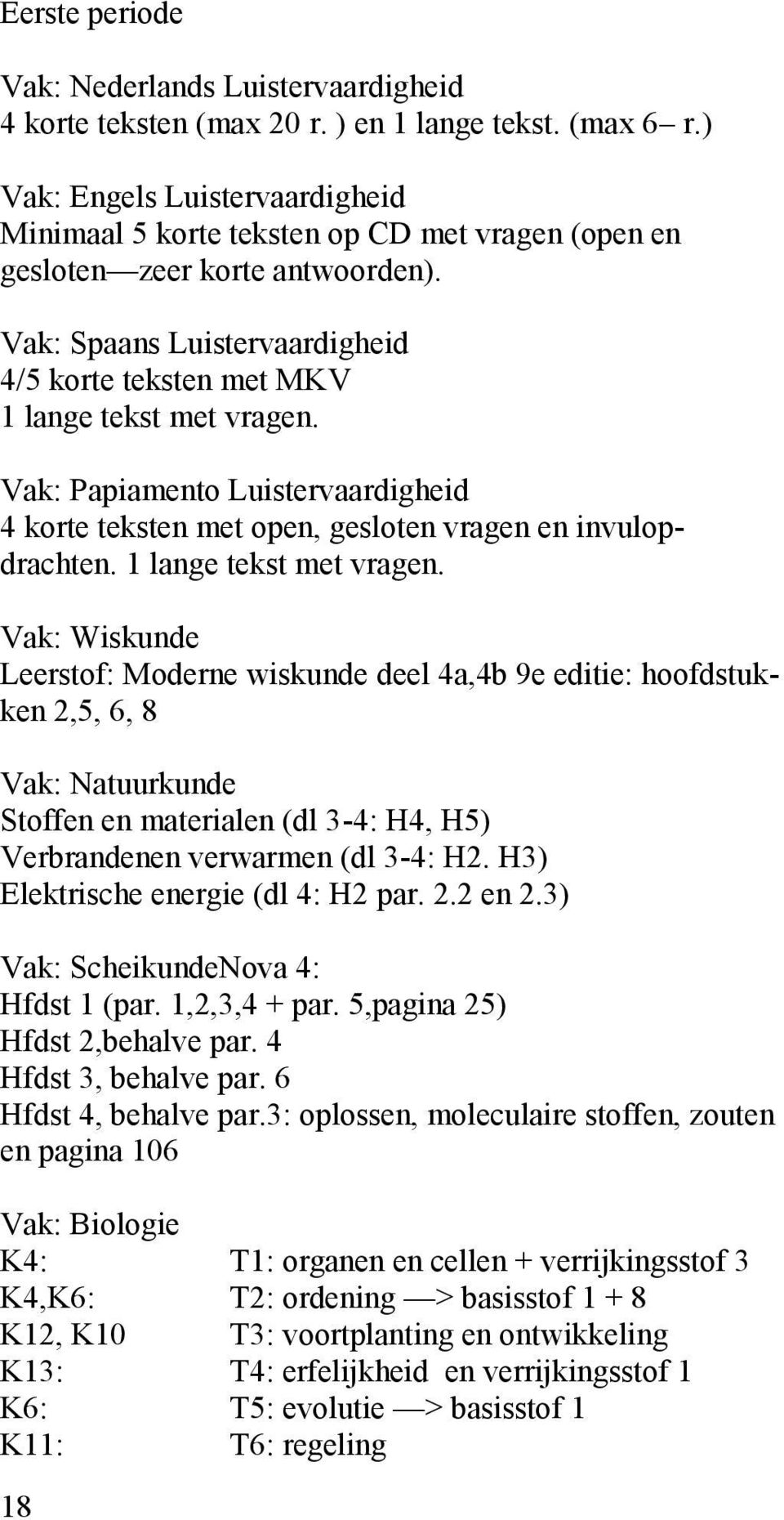 Vak: Papiamento Luistervaardigheid 4 korte teksten met open, gesloten vragen en invulopdrachten. 1 lange tekst met vragen.