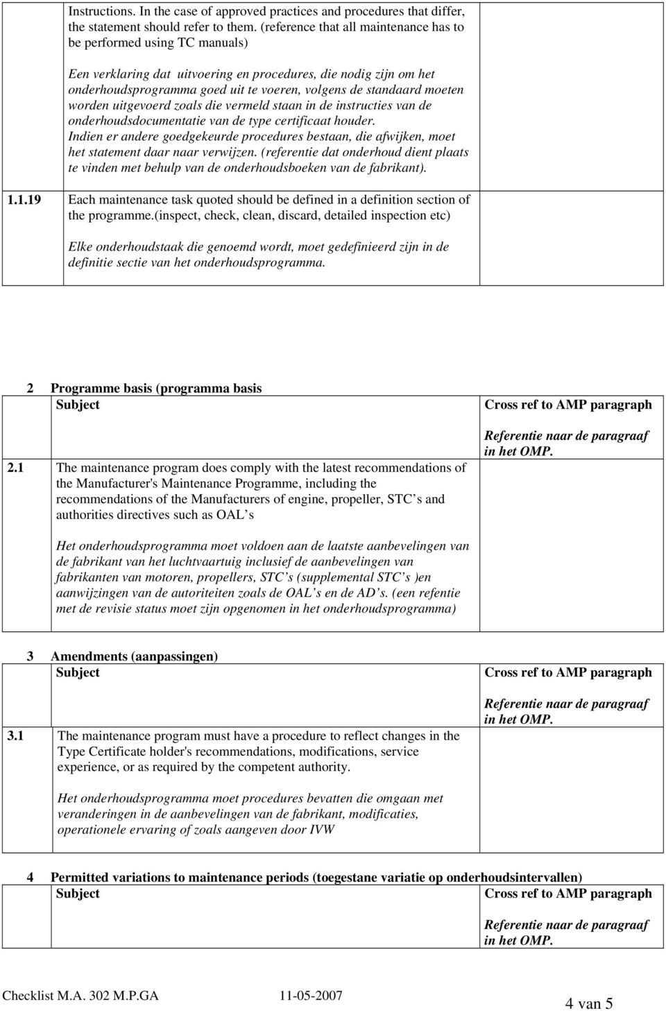 moeten worden uitgevoerd zoals die vermeld staan in de instructies van de onderhoudsdocumentatie van de type certificaat houder.