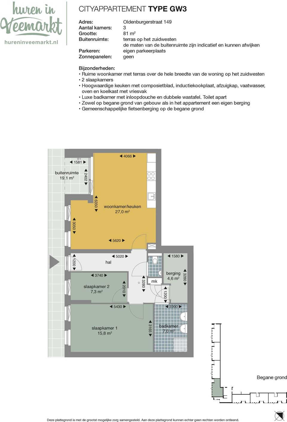 Parkeren: eigen parkeerplaats Zonnepanelen: 3350 geen 1200 Bijzonderheden: slaapkamer 2 Ruime 6,7 woonkamer m 2 met terras over de hele breedte van de woning op het zuidwesten 2 slaapkamers