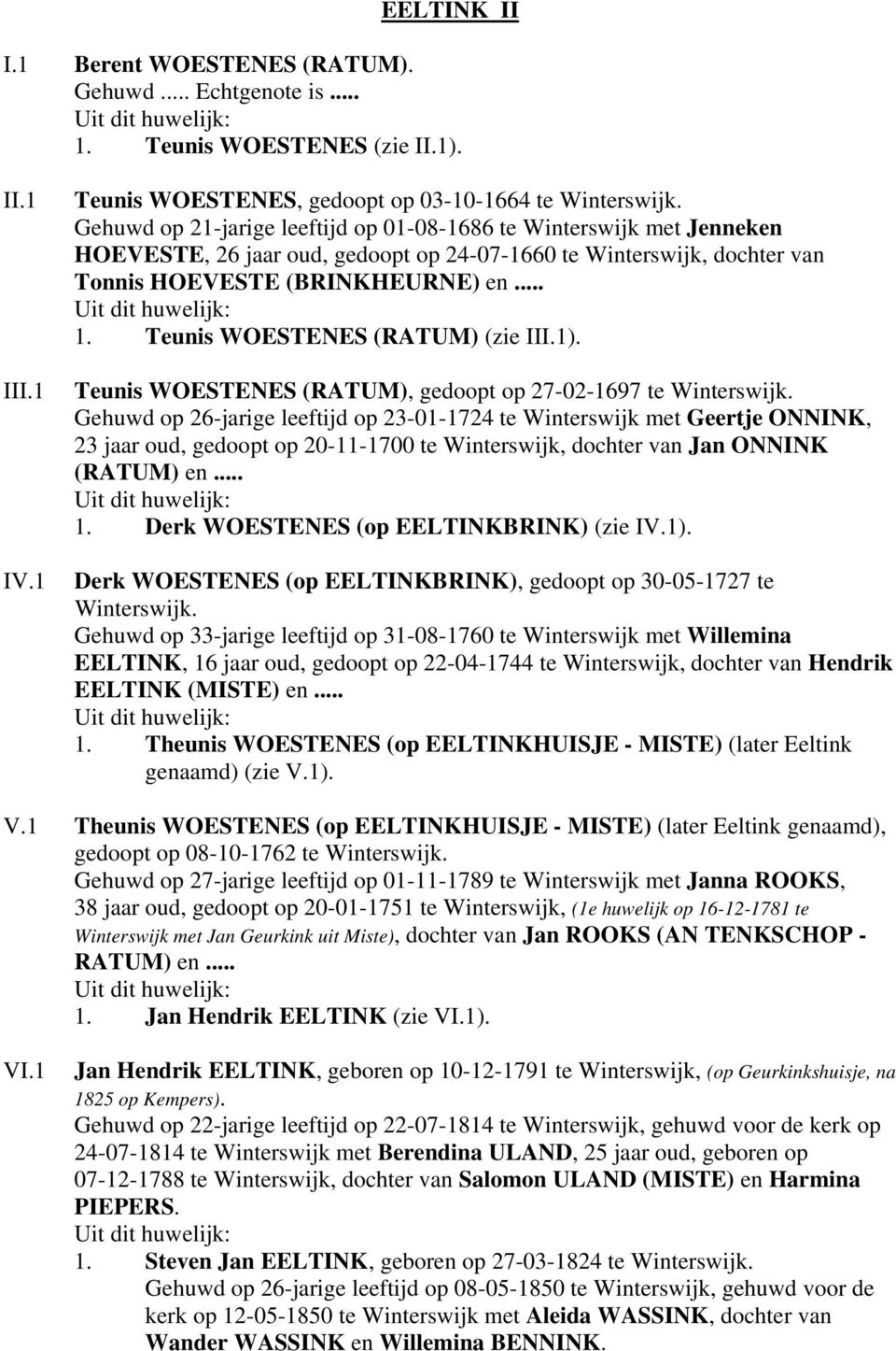 Teunis WOESTENES (RATUM) (zie I). Teunis WOESTENES (RATUM), gedoopt op 27-02-1697 te Winterswijk.