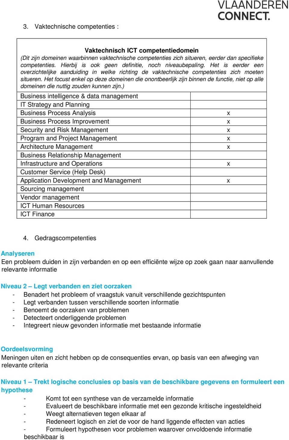 Het focust enkel op deze domeinen die onontbeerlijk zijn binnen de functie, niet op alle domeinen die nuttig zouden kunnen zijn.