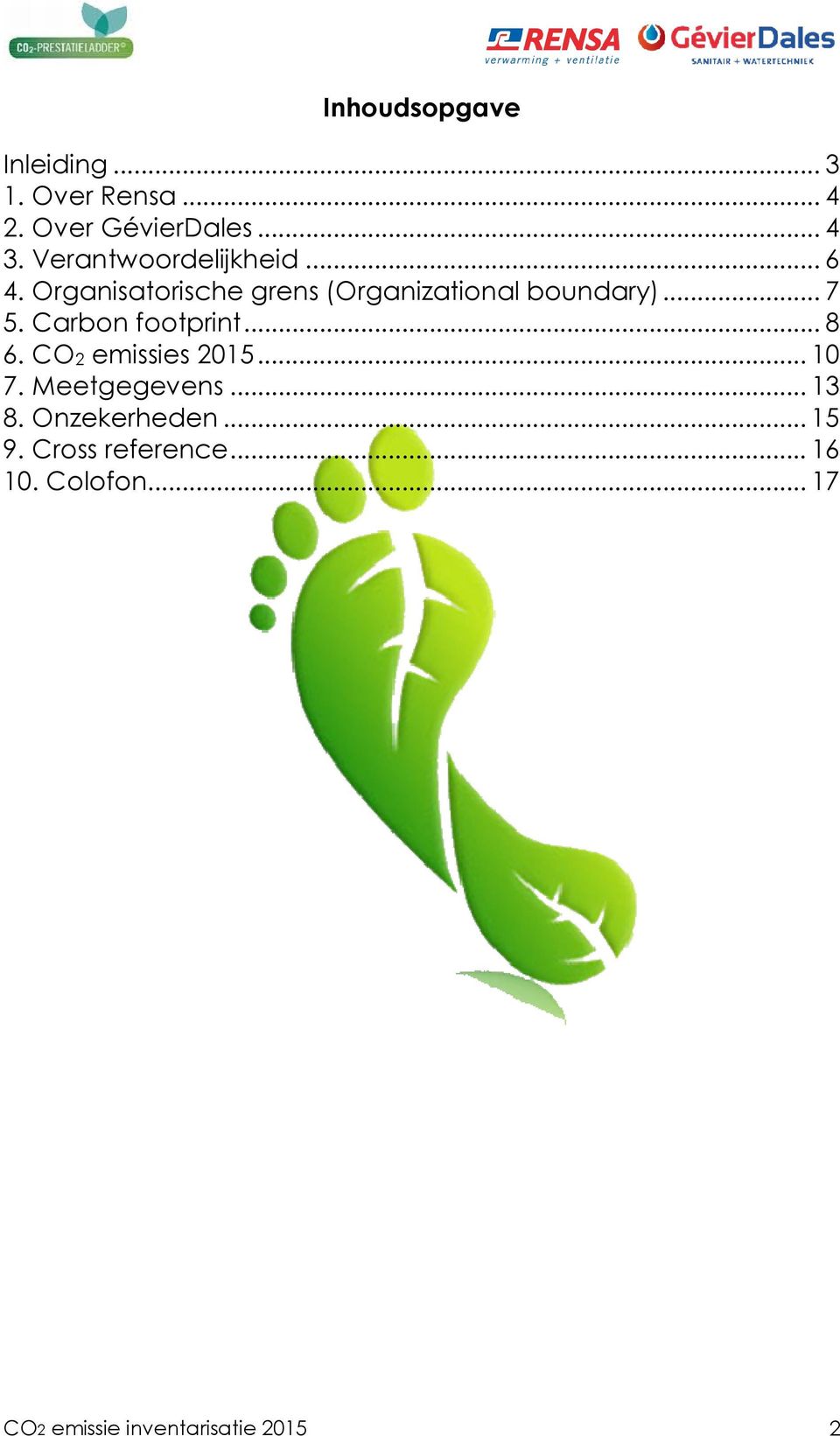 Carbon footprint... 8 6. CO2 emissies 2015... 10 7. Meetgegevens... 13 8.