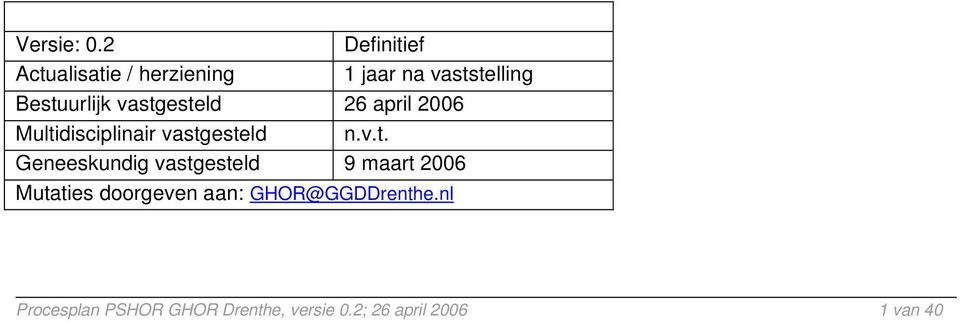 Bestuurlijk vastgesteld 26 april 2006 Multidisciplinair vastgesteld
