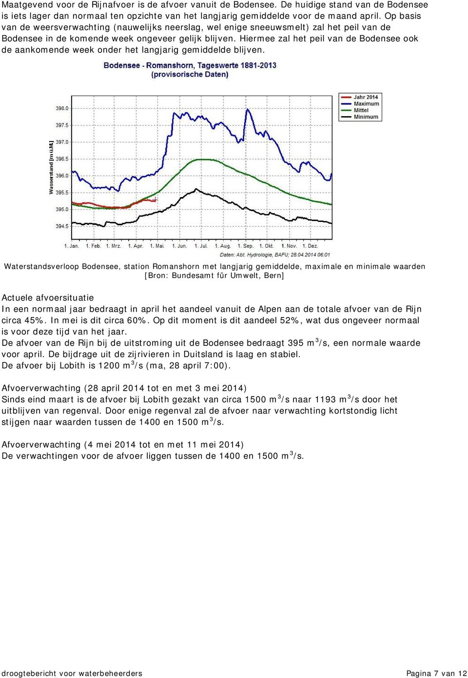 Hiermee zal het peil van de Bodensee ook de aankomende week onder het langjarig gemiddelde blijven.
