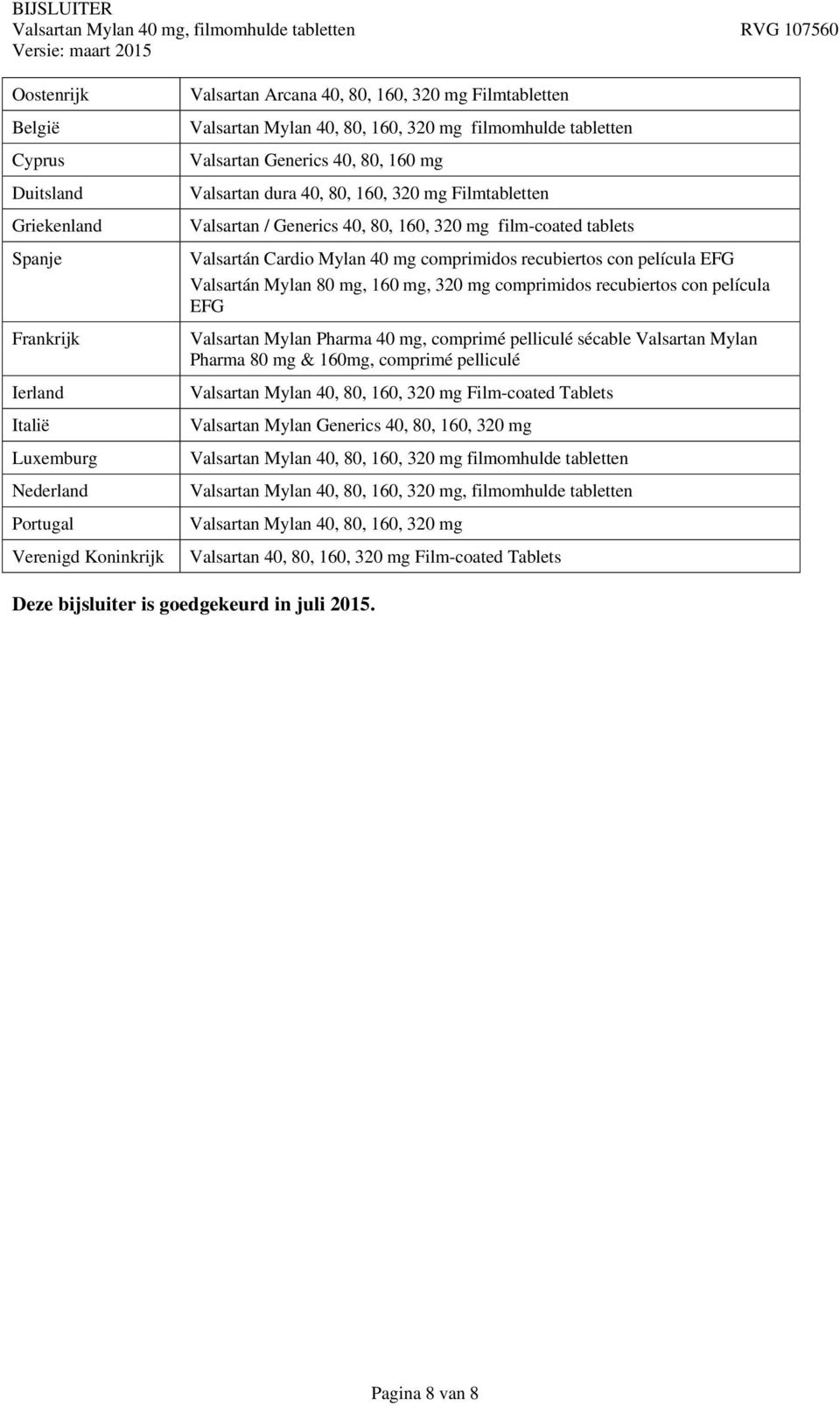 Mylan 40 mg comprimidos recubiertos con película EFG Valsartán Mylan 80 mg, 160 mg, 320 mg comprimidos recubiertos con película EFG Valsartan Mylan Pharma 40 mg, comprimé pelliculé sécable Valsartan