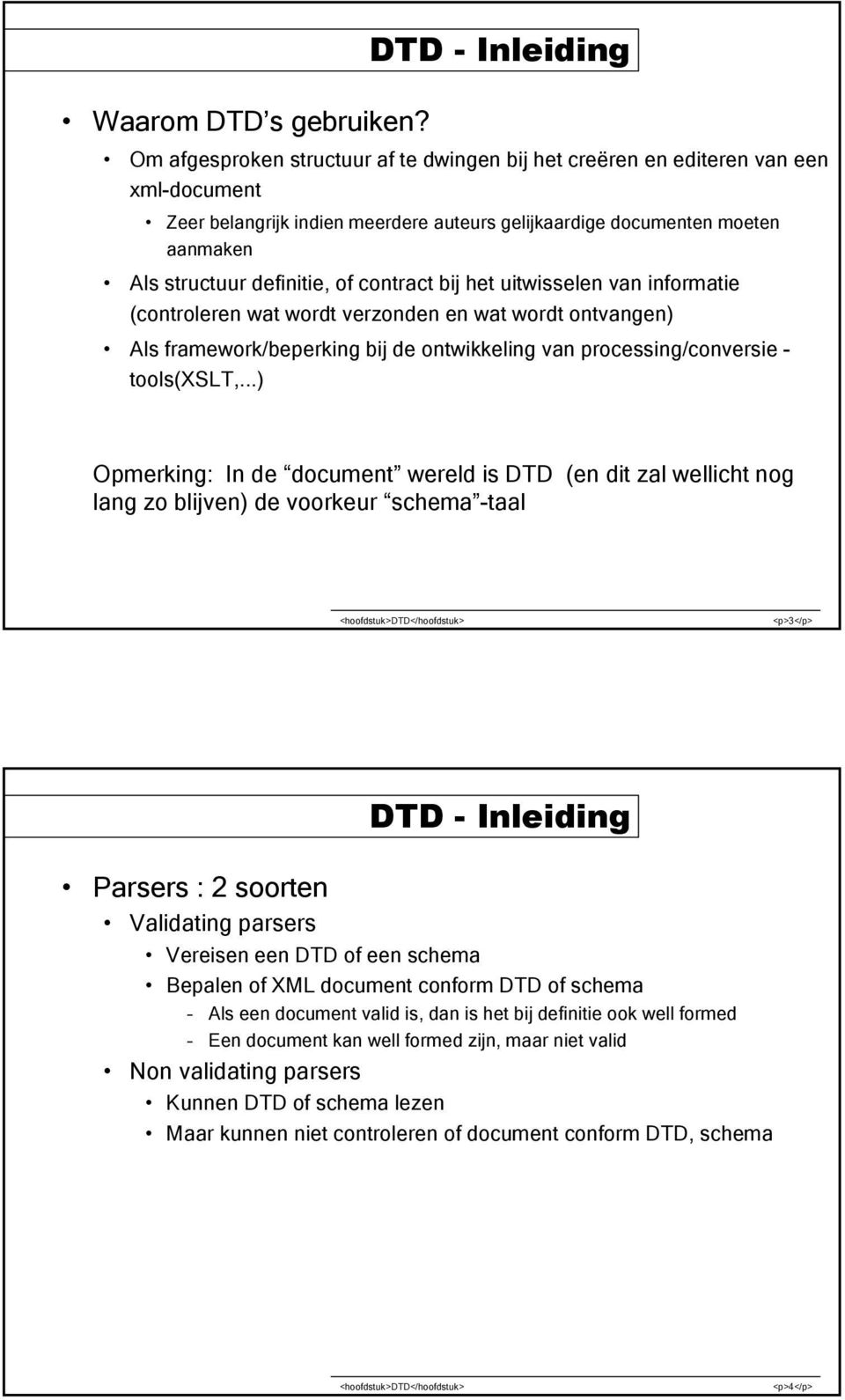 definitie, of contract bij het uitwisselen van informatie (controleren wat wordt verzonden en wat wordt ontvangen) Als framework/beperking bij de ontwikkeling van processing/conversie - tools(xslt,.