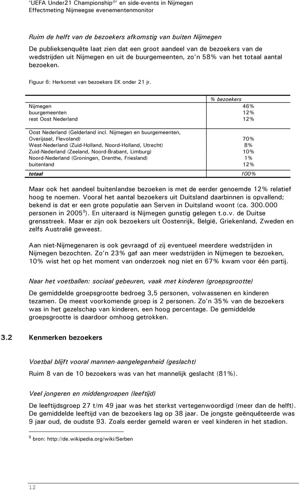 Nijmegen buurgemeenten rest Oost Nederland % bezoekers 46% 12% 12% Oost Nederland (Gelderland incl.