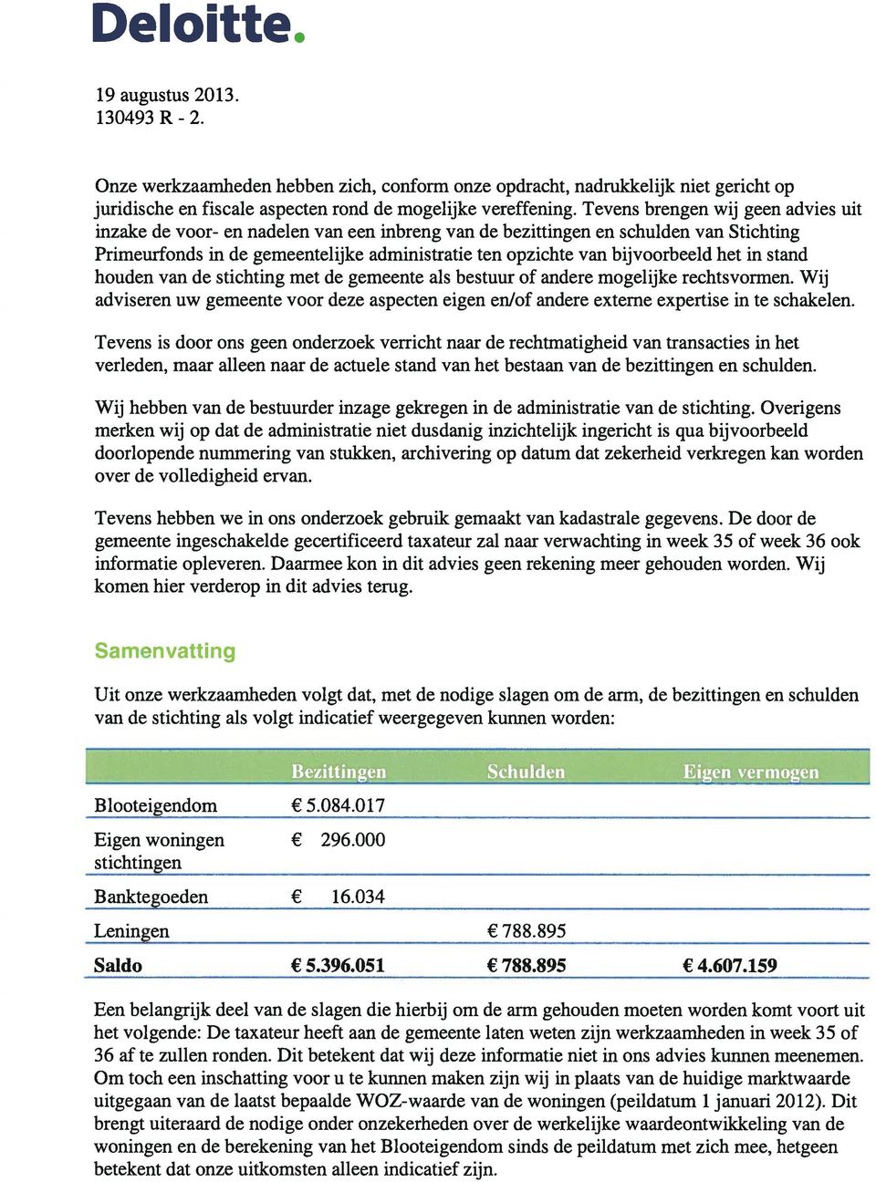 het in stand houden van de stichting met de gemeente als bestuur of andere mogelijke rechtsvormen. Wij adviseren uw gemeente voor deze aspecten eigen en/of andere exteme expertise in te schakelen.