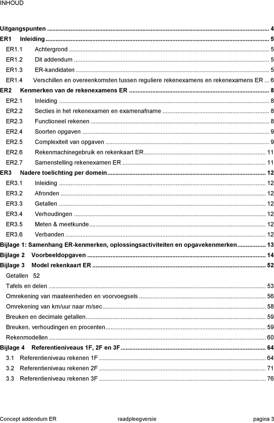 5 Complexiteit van opgaven... 9 ER2.6 Rekenmachinegebruik en rekenkaart ER... 11 ER2.7 Samenstelling rekenexamen ER... 11 ER3 Nadere toelichting per domein... 12 ER3.1 Inleiding... 12 ER3.2 Afronden.