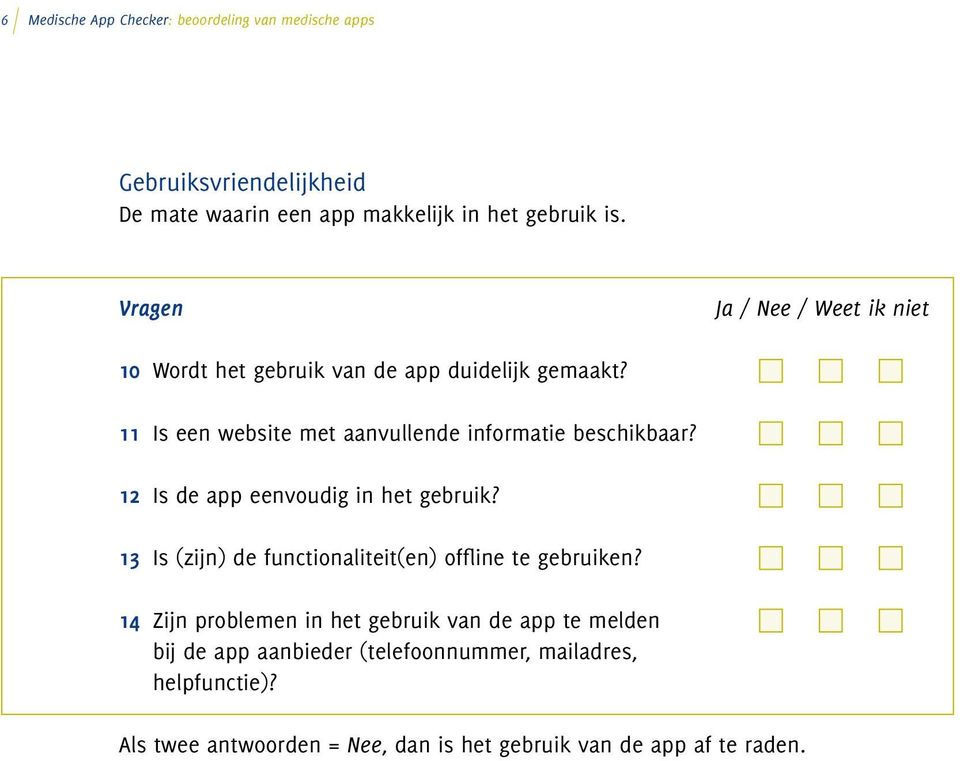 12 Is de app eenvoudig in het gebruik? 13 Is (zijn) de functionaliteit(en) offline te gebruiken?