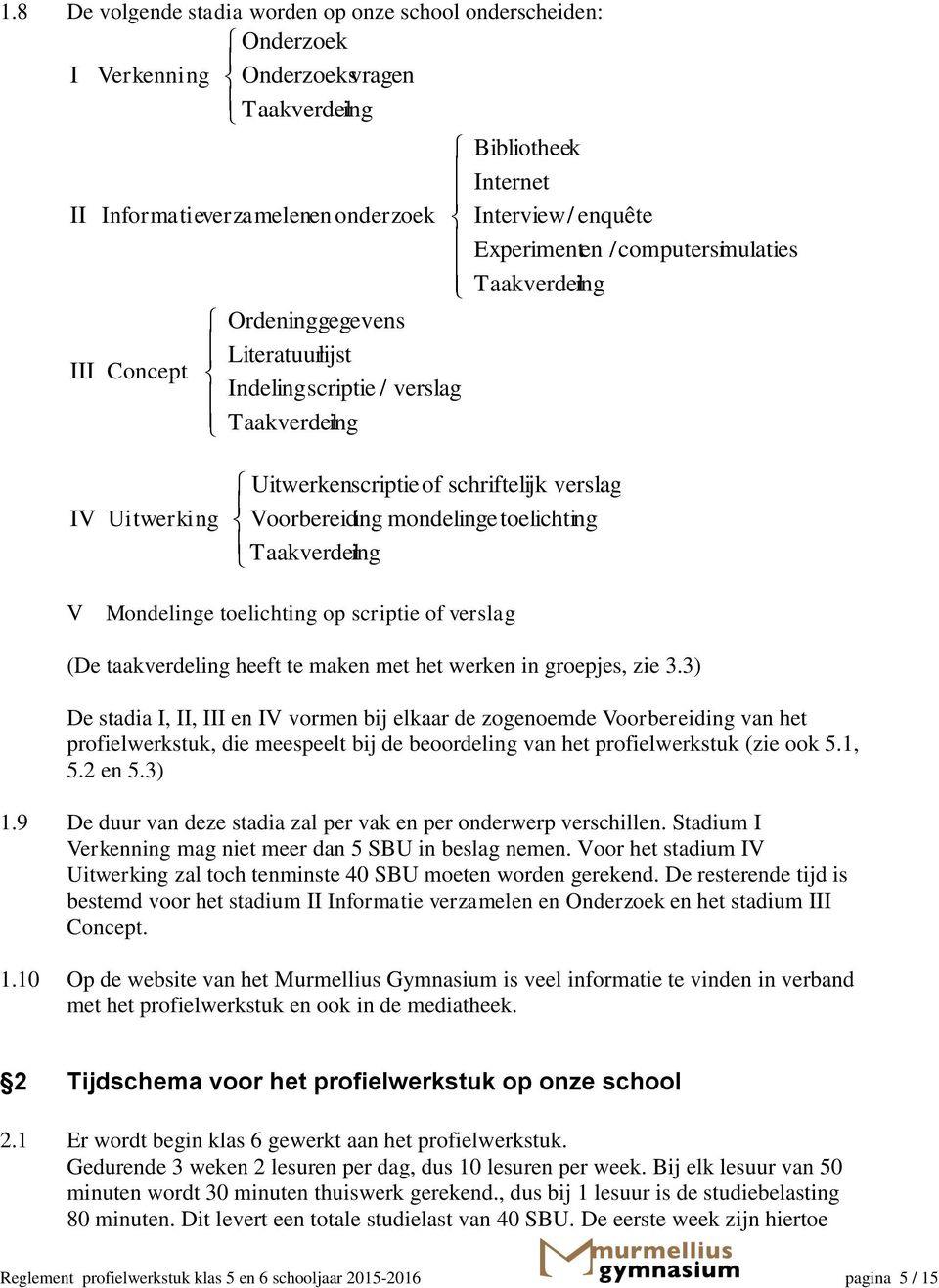 Voorbereiding mondelinge toelichting Taakverdel ing V Mondelinge toelichting op scriptie of verslag (De taakverdeling heeft te maken met het werken in groepjes, zie 3.