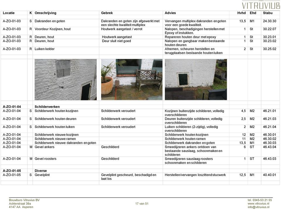 A-ZO-01-03 R Deuren, hout Houtwerk aangetast Repareren houten deur met epoxy 1 St 30.23.