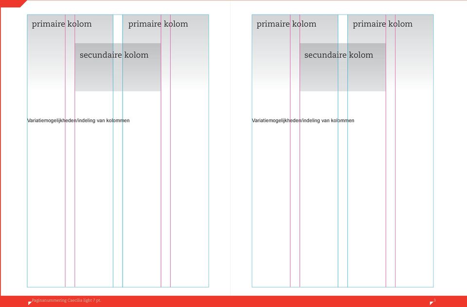 kolom Variatiemogelijkheden/indeling van