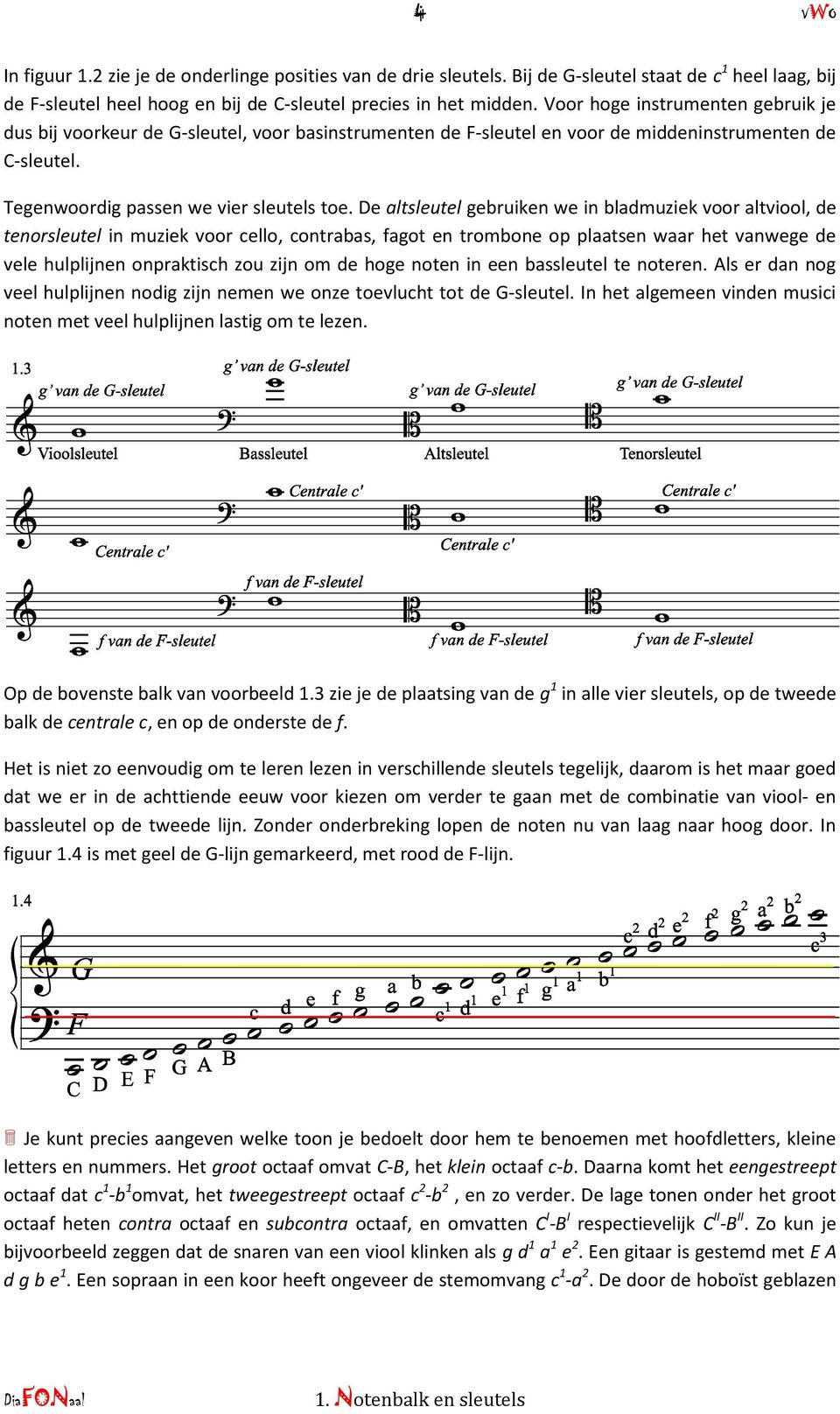 De altsleutel gebruiken we in bladmuziek voor altviool, de tenorsleutel in muziek voor cello, contrabas, fagot en trombone op plaatsen waar het vanwege de vele hulplijnen onpraktisch zou zijn om de