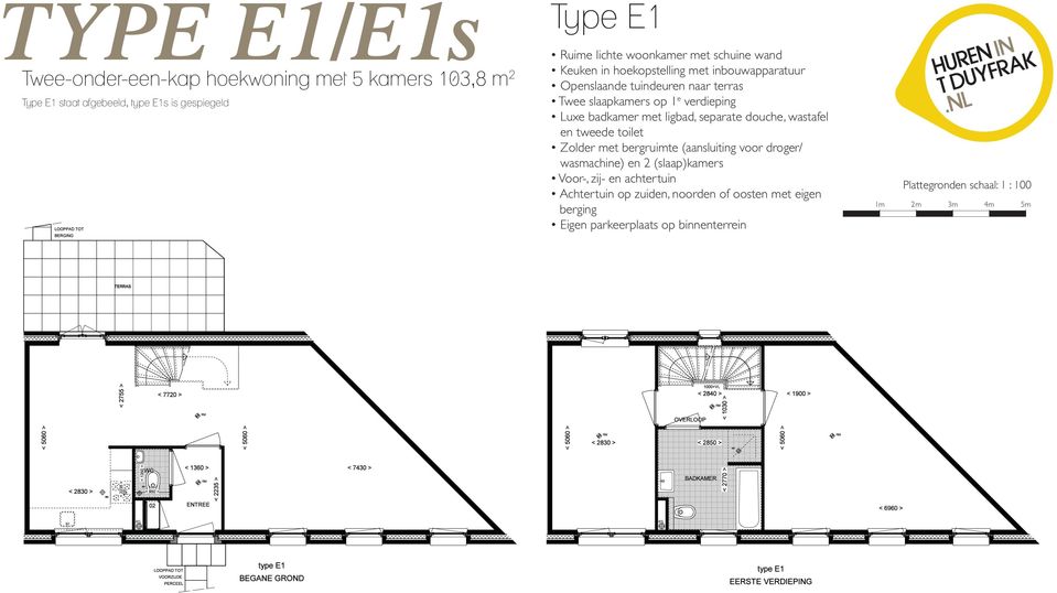 verdieping Luxe badkamer met ligbad, separate douche, wastafel en tweede toilet Zolder met bergruimte (aansluiting