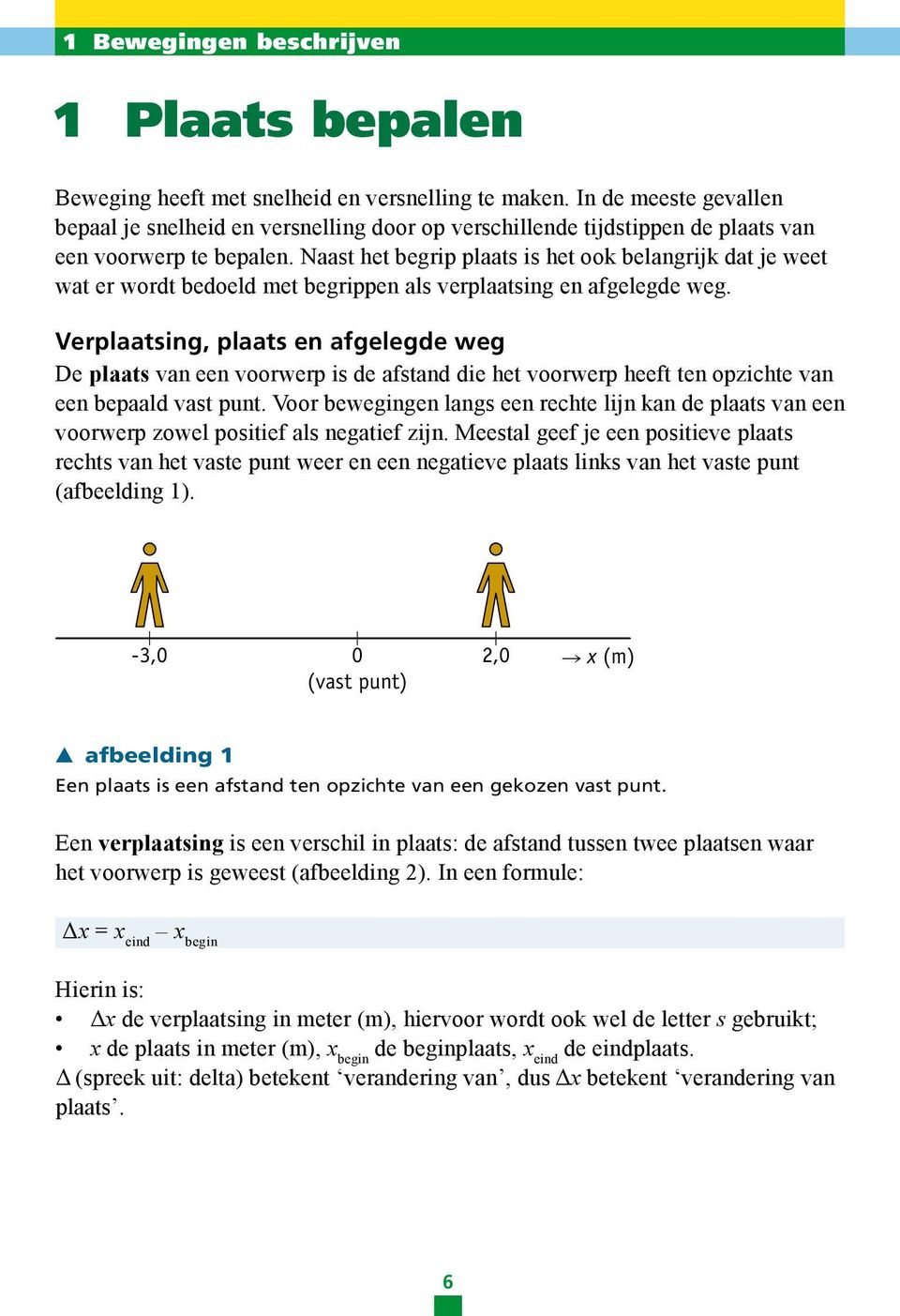 Verplaatsing, plaats en afgelegde weg De plaats van een voorwerp is de afstand die het voorwerp heeft ten opzichte van een bepaald vast punt.