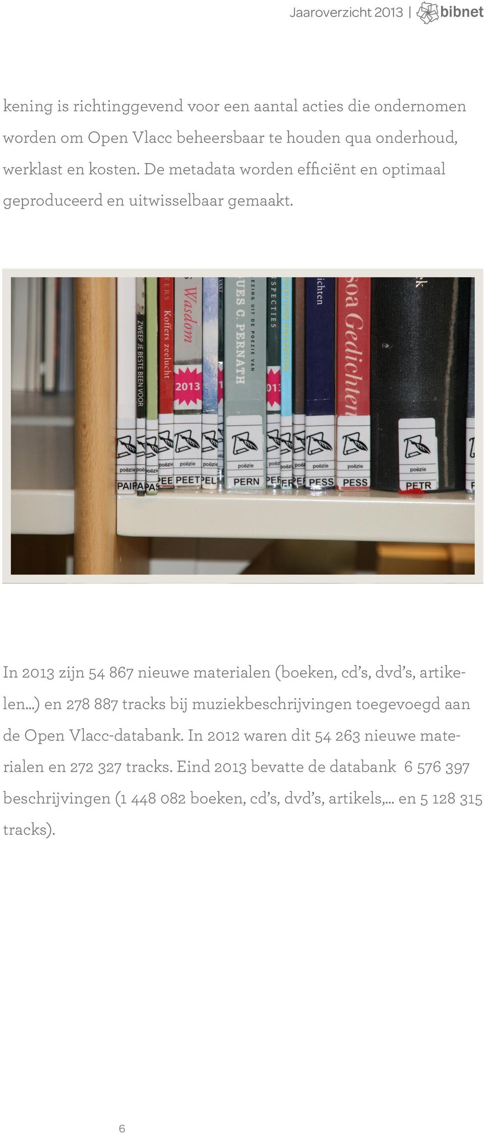In 2013 zijn 54 867 nieuwe materialen (boeken, cd s, dvd s, artikelen.
