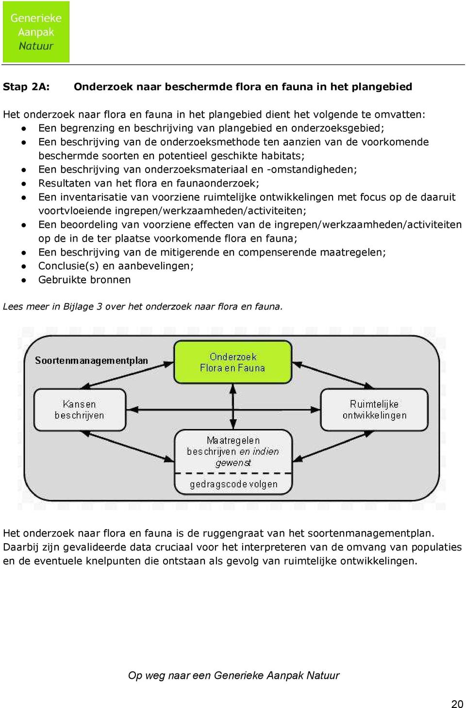 -omstandigheden; Resultaten van het flora en faunaonderzoek; Een inventarisatie van voorziene ruimtelijke ontwikkelingen met focus op de daaruit voortvloeiende ingrepen/werkzaamheden/activiteiten;