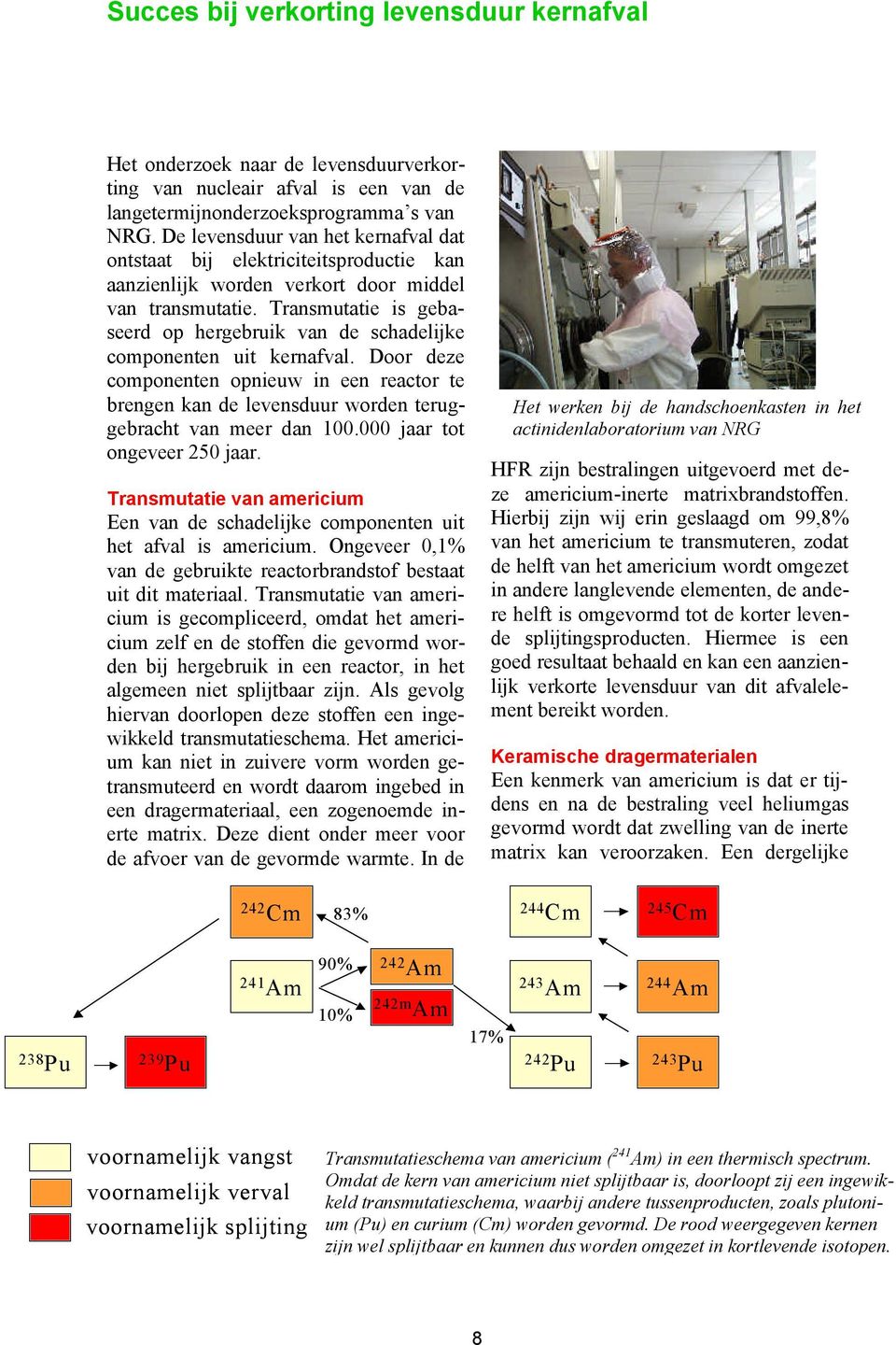 Transmutatie is gebaseerd op hergebruik van de schadelijke componenten uit kernafval. Door deze componenten opnieuw in een reactor te brengen kan de levensduur worden teruggebracht van meer dan 100.