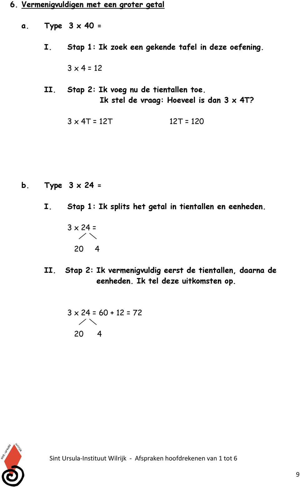 3 x 4T = 12T 12T = 120 b. Type 3 x 24 = I. Stap 1: Ik splits het getal in tientallen en eenheden.