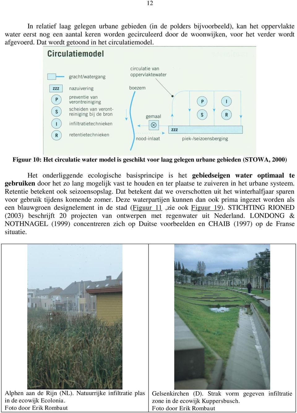 Figuur 10: Het circulatie water model is geschikt voor laag gelegen urbane gebieden (STOWA, 2000) Het onderliggende ecologische basisprincipe is het gebiedseigen water optimaal te gebruiken door het