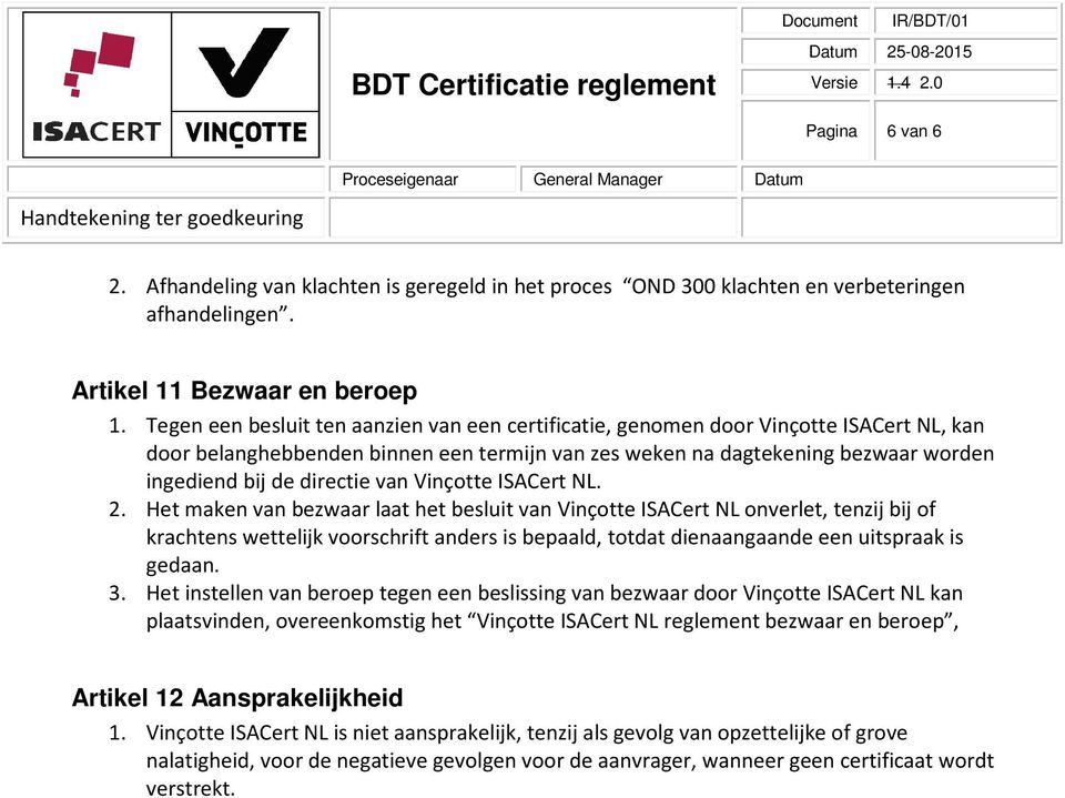van Vinçotte ISACert NL. 2.