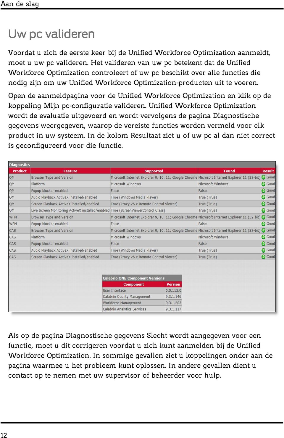 Open de aanmeldpagina voor de Unified Workforce Optimization en klik op de koppeling Mijn pc-configuratie valideren.