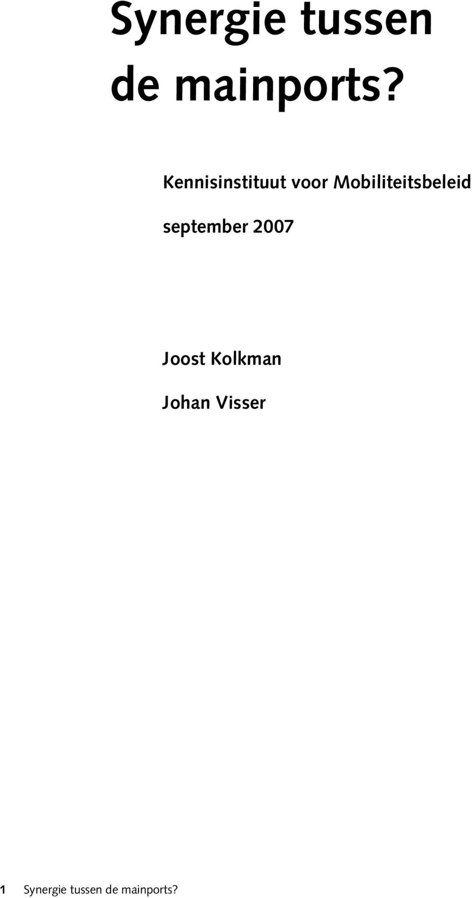 Mobiliteitsbeleid september 2007