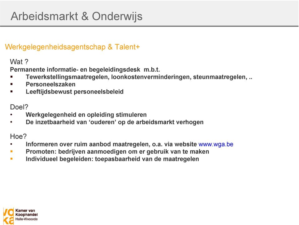 Werkgelegenheid en opleiding stimuleren De inzetbaarheid van ouderen op de arbeidsmarkt verhogen Hoe?