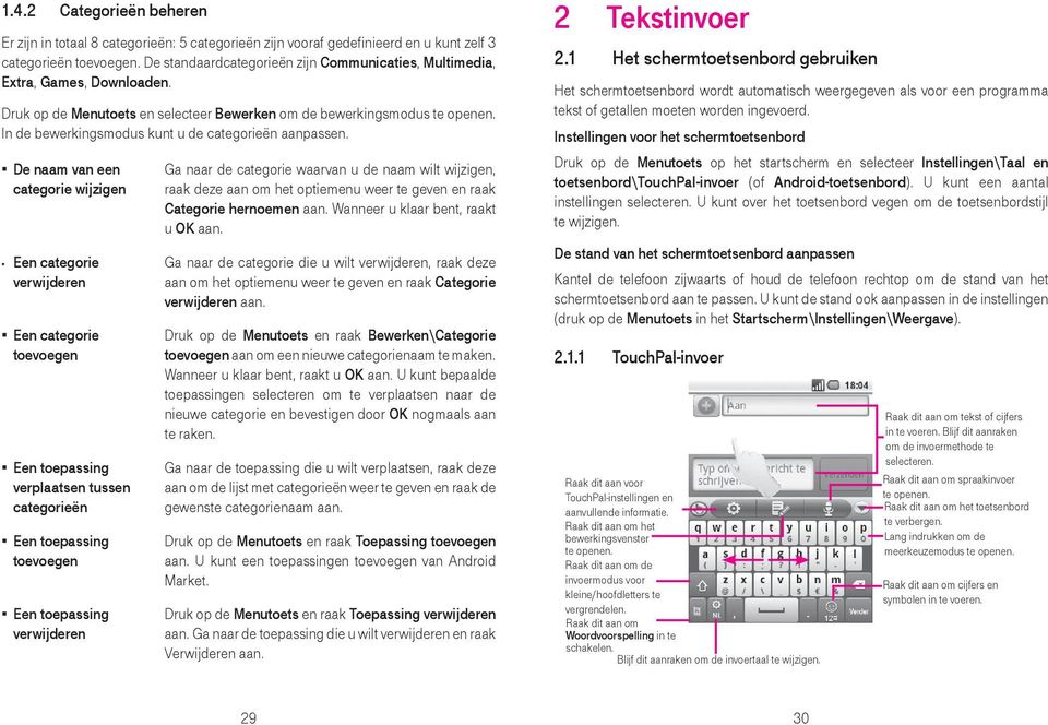 In de bewerkingsmodus kunt u de categorieën aanpassen.