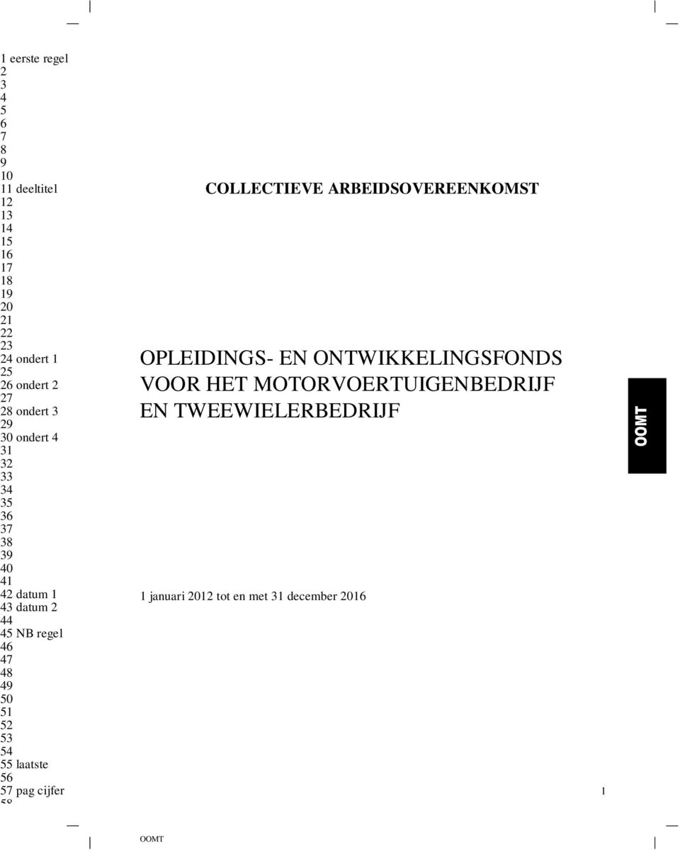 ARBEIDSOVEREENKOMST OPLEIDINGS- EN ONTWIKKELINGSFONDS VOOR HET