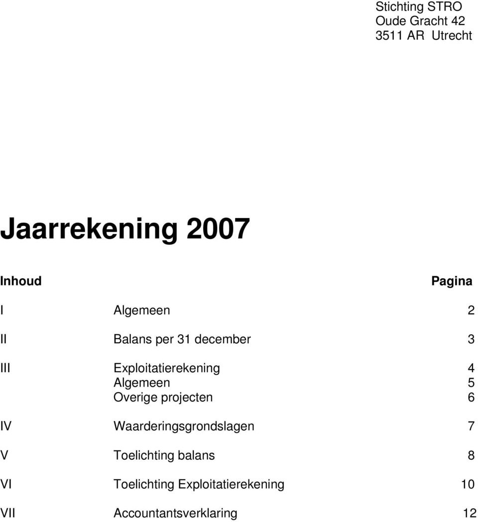 Algemeen 5 Overige projecten 6 IV Waarderingsgrondslagen 7 V Toelichting