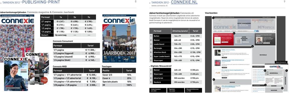 Naast de online mogelijkheden binnen de website biedt Connexie.nl ook de mogelijkheid om binnen de nieuwsbrief en partnermailings te adverteren. Voorbeelden 6. super leaderboard 1/2 pagina 1.780,- 1.