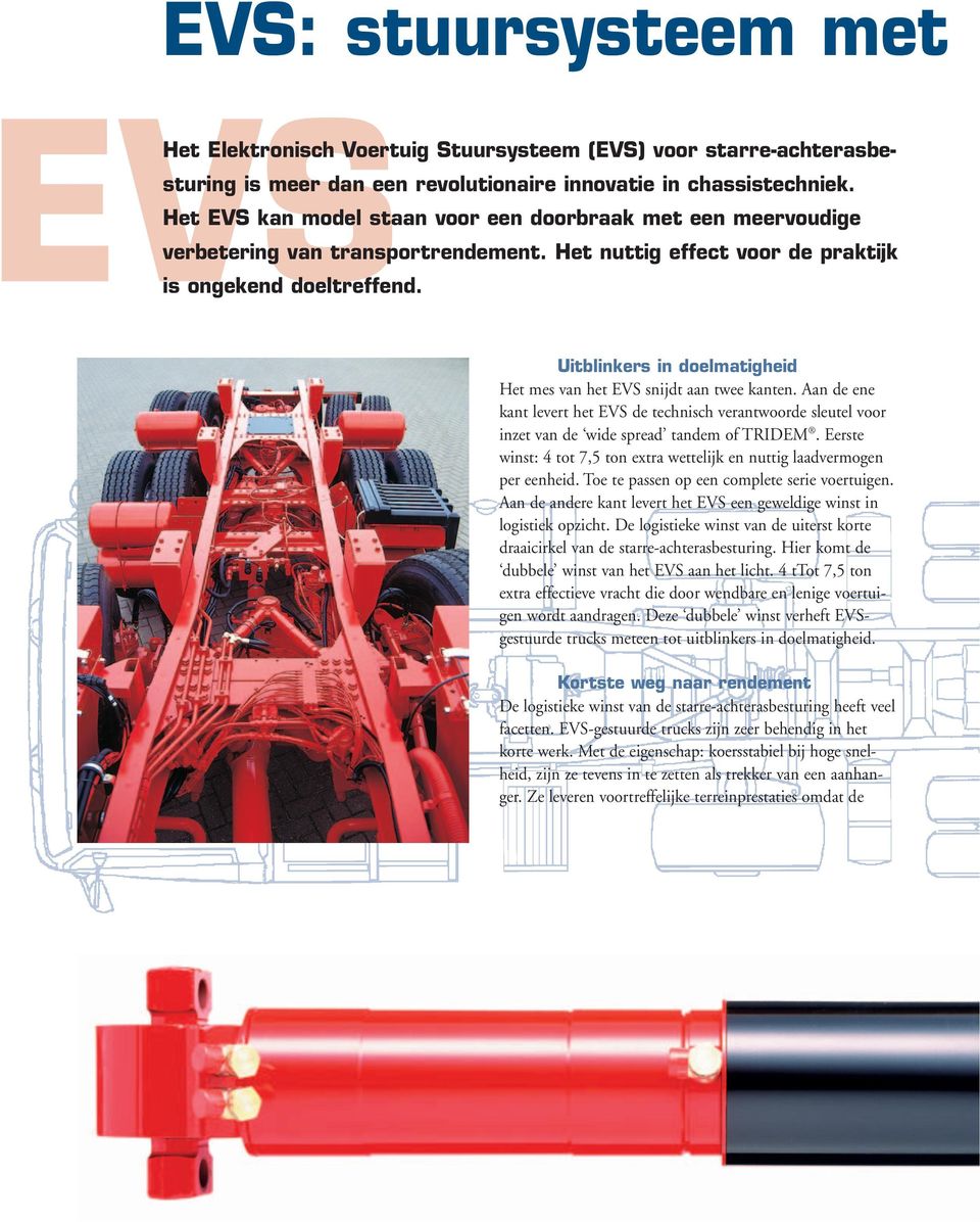 Uitblinkers in doelmatigheid Het mes van het EVS snijdt aan twee kanten. Aan de ene kant levert het EVS de technisch verantwoorde sleutel voor inzet van de wide spread tandem of TRIDEM.